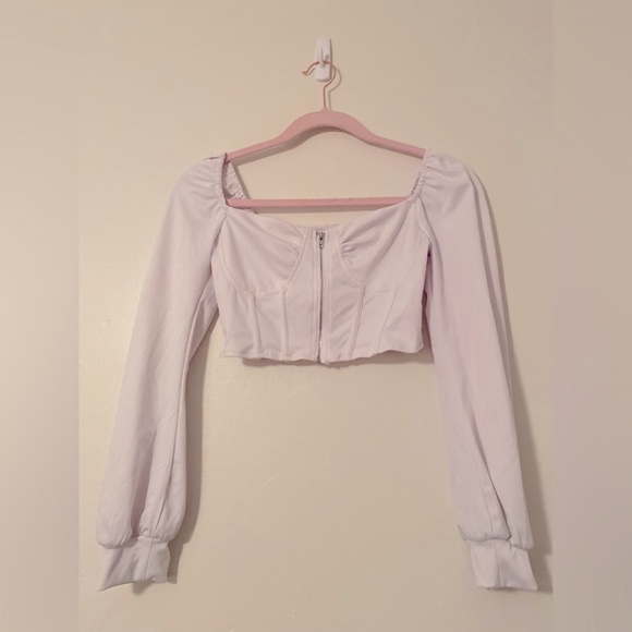 SHEIN SXY Sweetheart Neck Lantern Sleeve Crop Top - Picture 3 of 3